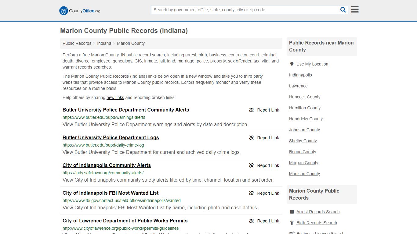 Marion County Public Records (Indiana) - County Office